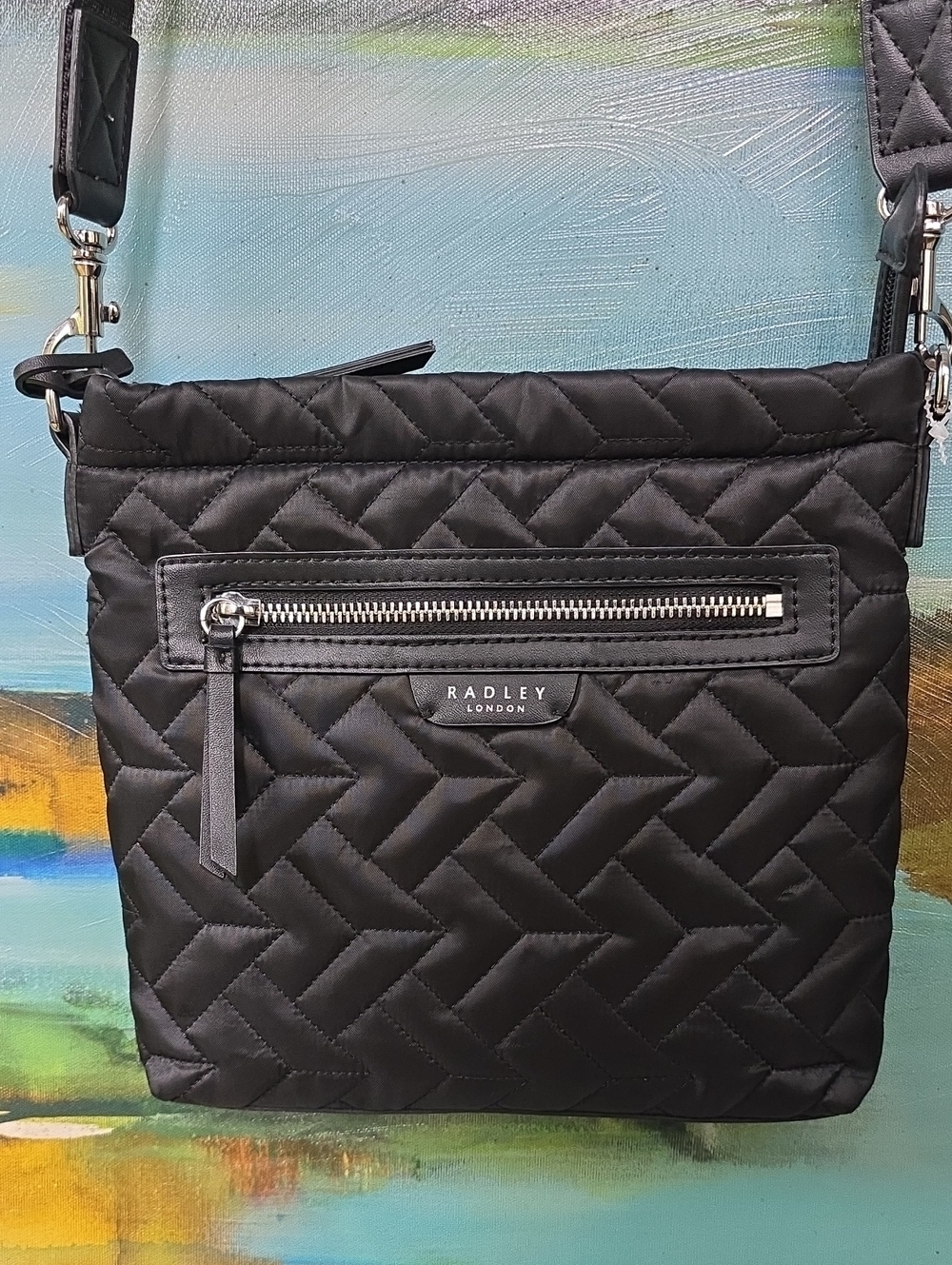 Radley London Holland Park Small Ziptop Quilted Black Crossbody Bag